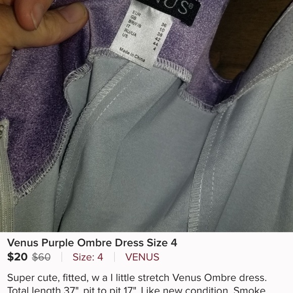 Venus- Ombré Purple Ombre dress size 4 - Picture 9 of 10